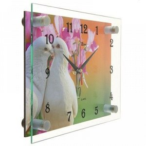 Часы настенные, серия: Животный мир, "Белые голуби", 20х26 см, микс