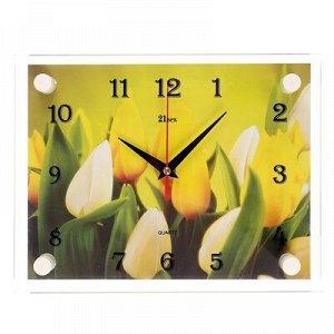 Часы настенные, серия: Цветы, "Тюльпаны", 20х26 см микс