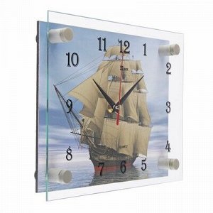 Часы настенные, серия: Море, "Корабль" стекло 20х26 см, микс