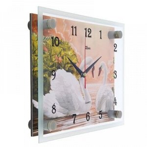 Часы настенные, серия: Животный мир, "Пара лебедей", 20х26 см, микс