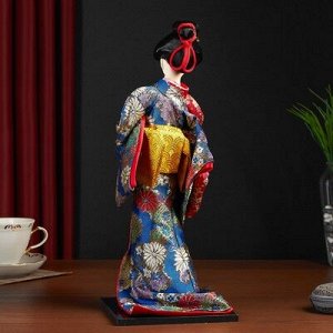 Кукла коллекционная "Гейша в шелковом кимоно с веером"