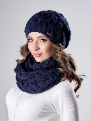 JAGGA  Вязаный зимний комплект Тюльпан: вязаная шапка женская зимняя и вязаный снуд
