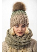 JAGGA /  Вязаный зимний комплект Нейна с градиентом: вязаная шапка женская зимняя с помпоном и вязаный снуд