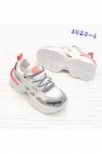 Женские кроссовки 8020-6 бело-серые