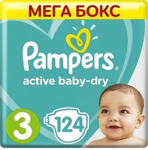 PAMPERS Подгузники Active Baby-Dry Midi (6-10 кг) Малая Мега Упаковка 124
