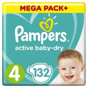PAMPERS Подгузники Active Baby-Dry Maxi (8-14 кг) Мега Упаковка 132