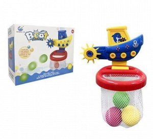Игрушка для ванной Abtoys Веселое купание. Кораблик с корзиной и 3 мячиками для водного баскетбола2903