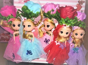 Подарочный набор Кукла-брелок с розой из мыла