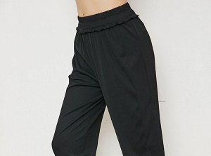 Женские штаны для йоги, декор окантовка, цвет черный