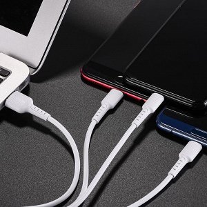 BOROFONE Белый 3in1 зарядный кабель iOS Lightning  Micro USB Type-C