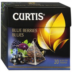 Чай Кёртис Curtis черный листовой с Черной смородиной, Ежевикой, лепестки цветка Василька Blue Berries Blues, 20 пирамидок
