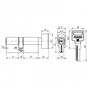 Цилиндровый механизм Fuaro R602/68 (26х10х32) CP, с вертушкой, 5 ключей, цвет хром