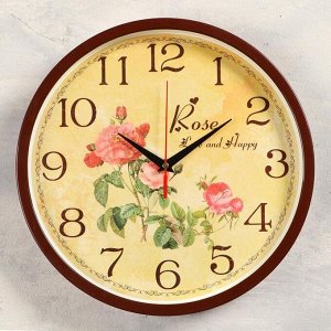 Часы настенные "Розы".  d=30 см . плавный ход
