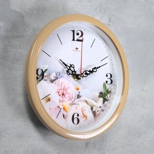 Часы настенные "Цветы" d=22 см. плавный ход