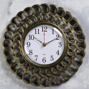 Часы настенные "Классика" d=31 см, корпус чёрный с золотом , плавный ход