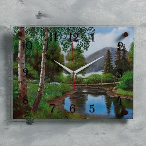 Часы настенные, серия: Природа, "Мостик через речку", 30х40  см, в ассортименте