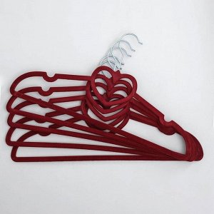 Вешалка-плечики для одежды «Сердце», размер 44-46, флокированное покрытие, цвет МИКС