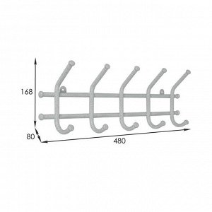 Вешалка настенная на 5 крючков ЗМИ «Норма-5», 48?16,5?8 см, цвет белое серебро