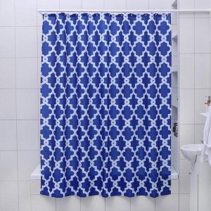 Штора для ванной комнаты Доляна «Марокко», 180x180 см, полиэстер, цвет синий