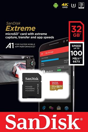 Карта памяти SanDisk Extreme microSDHC 32 ГБ SDSQXAF-032G-GN6MA