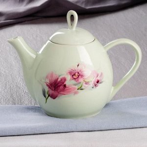 Чайник "Петелька" 1.3 л, цвет ментол, цветы, микс