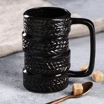 Кружка &quot;Шины&quot;, чёрная, керамика, 0.4 л, 1 сорт