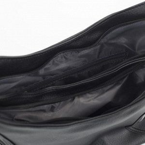 Сумка женская, отдел на молнии, 3 наружных кармана, регулируемый ремень, цвет чёрный