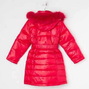 Пальто для девочки, цвет малиновый, рост 140