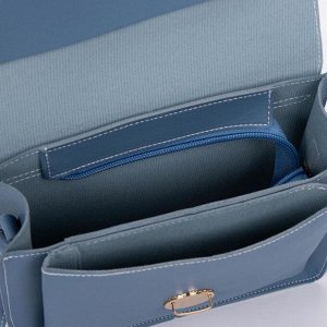 Сумка-мессенджер, отдел на клапане, наружный карман, длинный ремень, цвет голубой