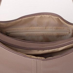 Сумка женская, 2 отдела на молнии, наружный карман, регулируемый ремень, цвет коричневый