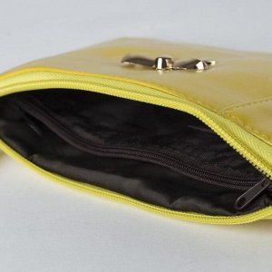 Клатч женский, 1 отдел с перегородкой на молнии, наружный карман, с ручкой, длинный ремень, цвет жёлтый