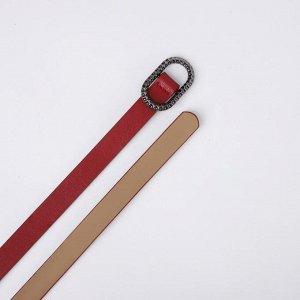 Ремень женский, ширина 1 см, пряжка тёмный металл, цвет красный