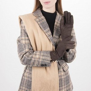 Перчатки женские безразмерные, с утеплителем, цвет коричневый