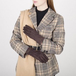 Перчатки женские безразмерные, без утеплителя, для сенсорных экранов, цвет коричневый