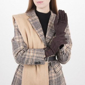 Перчатки женские безразмерные, без утеплителя, для сенсорных экранов, цвет коричневый