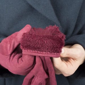 Перчатки женские безразмерные, с утеплителем, для сенсорных экранов, цвет бордовый