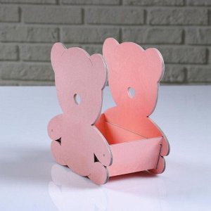 Кашпо деревянное "Мишка Плюшевый", розовый, 20*10*20 см