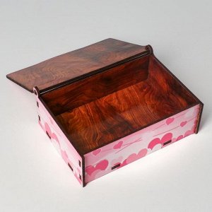Ящик деревянный подарочный 15х10х5 см "Зайчики, сердца", шкатулка