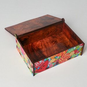 Ящик деревянный подарочный 15х10х5 см "С Днём Рождения! Конфеты", шкатулка