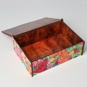 Ящик деревянный подарочный 21х14х7 см "С Днём Рождения! Конфеты", шкатулка