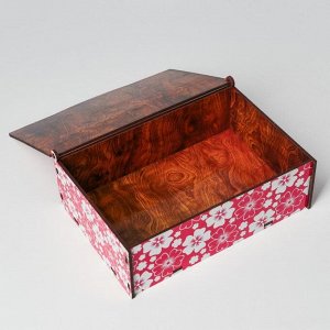 Ящик деревянный подарочный 21х14х7 см "С 8 марта! Цветы", шкатулка