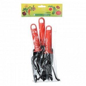 Набор садового инструмента, 3 предмета, длина 22 см, пластиковые ручки