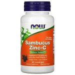 NOW Foods, цинк с витамином С и бузиной, 60 пастилок