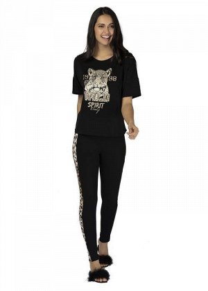 Комплект U&ME из коллекции Leopard Casual трико и лонгслив черный (L)