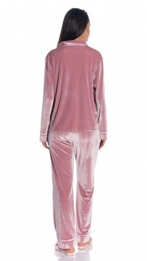 Комплект U&ME бархатный из коллекции Velvet блузка и брюки цвет пудра