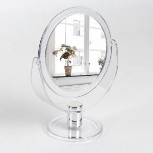 Зеркало настольное «Палитра», двустороннее, с увеличением, d зеркальной поверхности — 10,5 см, цвет прозрачный