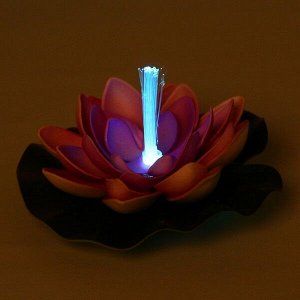 Растение водоплавающее "Кувшинка" d-13см фиолетовая, с подсветкой