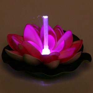 Растение водоплавающее "Кувшинка" d-10см розовая, с подсветкой