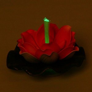 Растение водоплавающее "Кувшинка" d-10см красная, с подсветкой