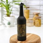 Бутыль стеклянная для соуса и масла «Золотая листва», 750 мл, цвет чёрный